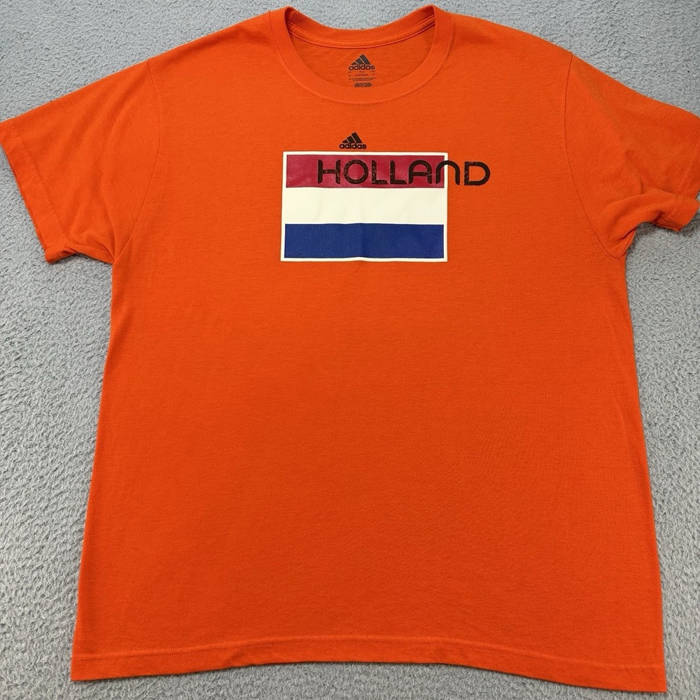 Adidas Shirt Men's Extra Large XL Orange Climalite Holland Center Logo Daily Gym